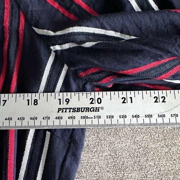 CAbi Striped Crew Neck Balloon LS Flag Blouse Womens M Blue Red White USA Flag - Picture 9 of 10